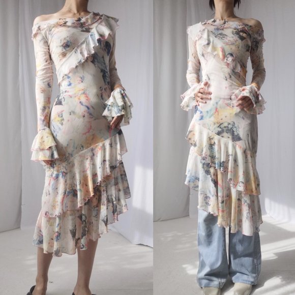 Jean Paul Gaultier Maille pink ruffle dress - Picture 7 of 14